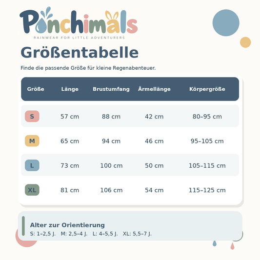 Ponchimals Kinder-Regenponcho – Wasserdicht, bequem & mit Rucksackfach